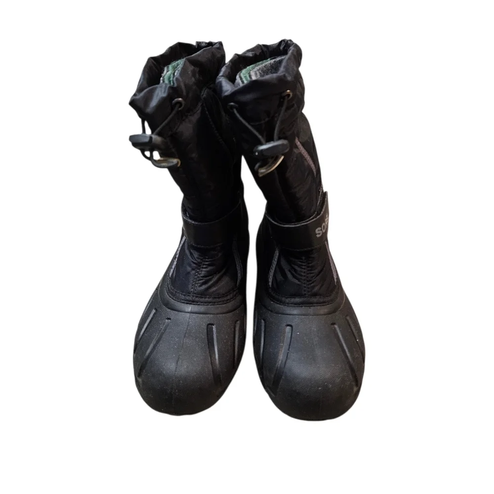 Sorel Flurry Youth Boots Size 4 Black Gray Inner Liner Waterproof Warm